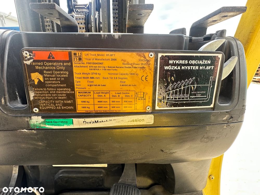 Hyster Wózek widłowy HYSTER H1.8FT TRIPLEX 4900mm 1.8T Przesuw LPG - 12