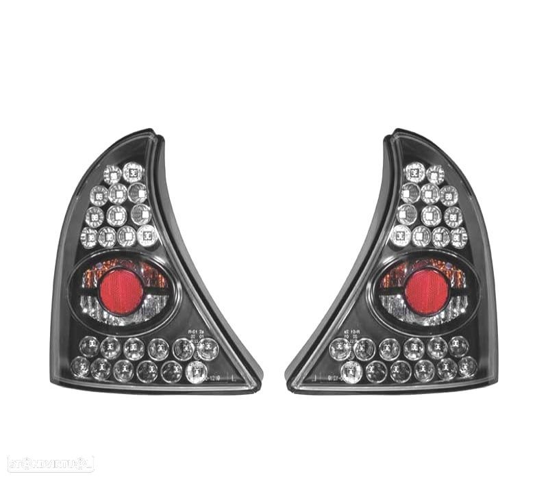 FAROLINS TRASEIROS RENAULT CLIO 98-01 LED FUNDO PRETO - 1