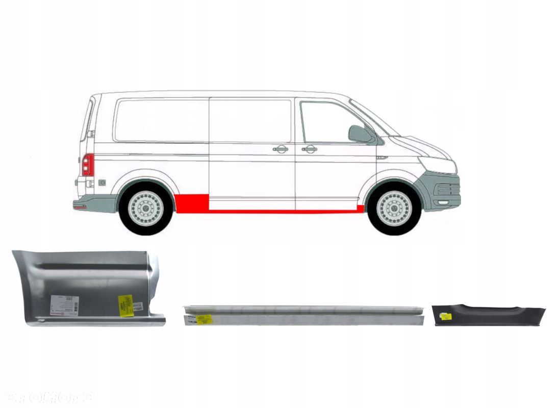 Próg Reperaturki / progi / VW T5 03 - 15 / T6 15 - 22 LONG strona PRAWA ! - 1
