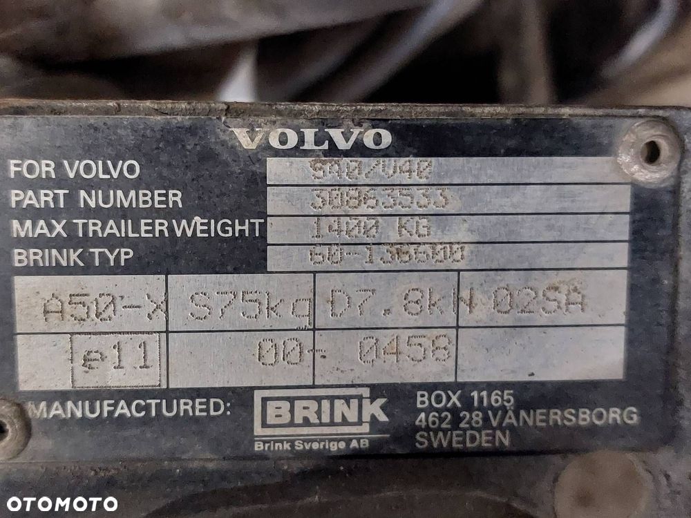 HAK HOLOWNICZY + TABLICZKA + WIĄZKA VOLVO V40 I 30863533 - 3
