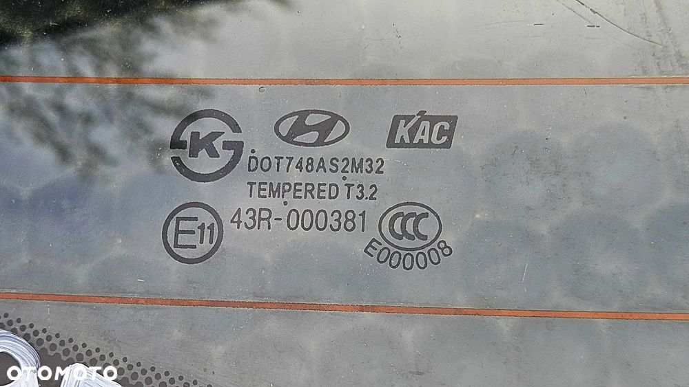 Szyba Klapa Klapy Bagażnika DOT748 AS2 M32 Tempered T3.2 43R-000381 E11 Tył Tylna Podgrzewana Hyundai i40 CW Kombi Oryginał - 6