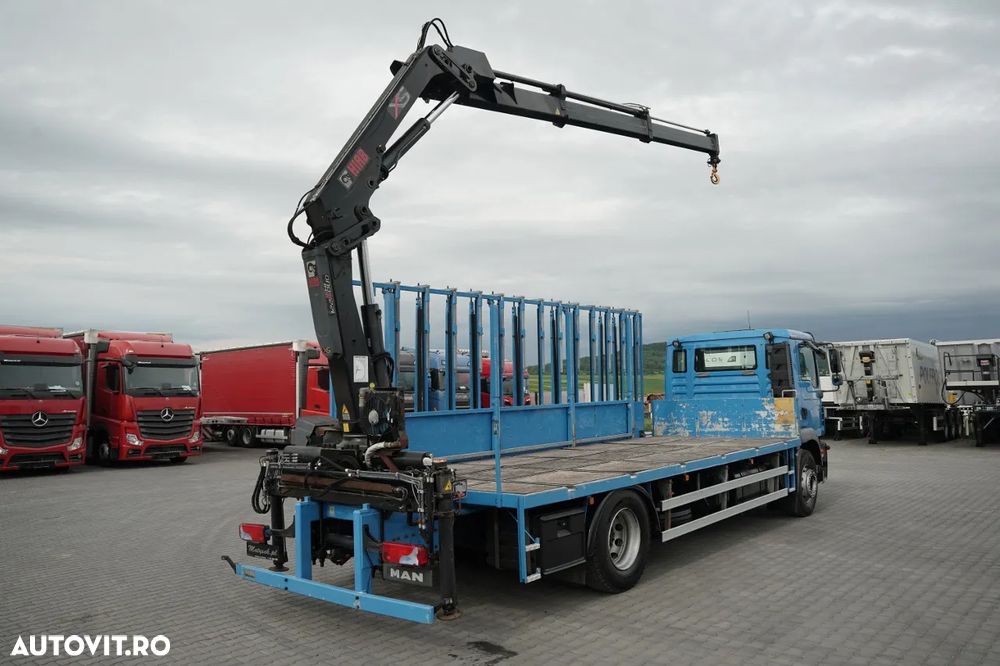 MAN TGM 18.290 / 4X2 / TRANSPORTOR STICLĂ / HIAB 122 E-2 HDS / PLATFORMĂ / CAPACITATE DE RIDICARE: 4.800 KG / RADIOCOMANDĂ / EURO 5 - 5