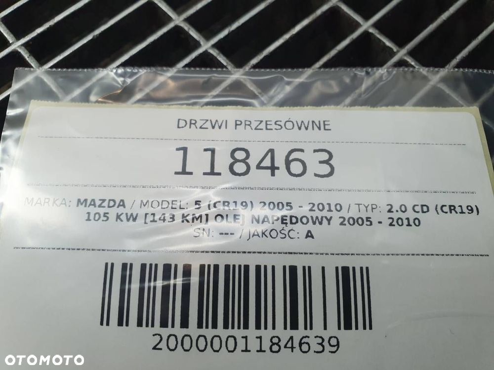 DRZWI TYŁ TYLNE LEWE PRZESÓWNE KOMPLETNE MAZDA 5 CR19 EUROPA - 6