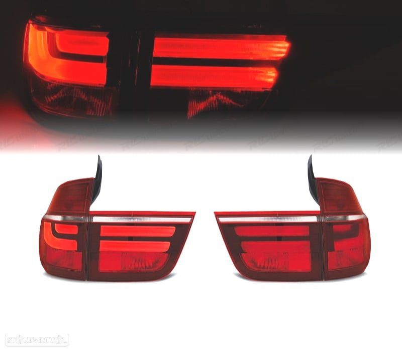 FAROLINS TRASEIROS LED LIGHBAR PARA BMW X5 E70 07-10 VERMELHO BRANCO - 1