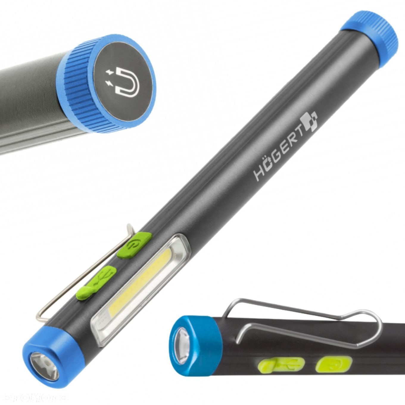 HOGERT AKUMULATOROWA LATARKA INSPEKCYJNA Z FUNKCJĄ UV 300lm USB HT1E403 - 1