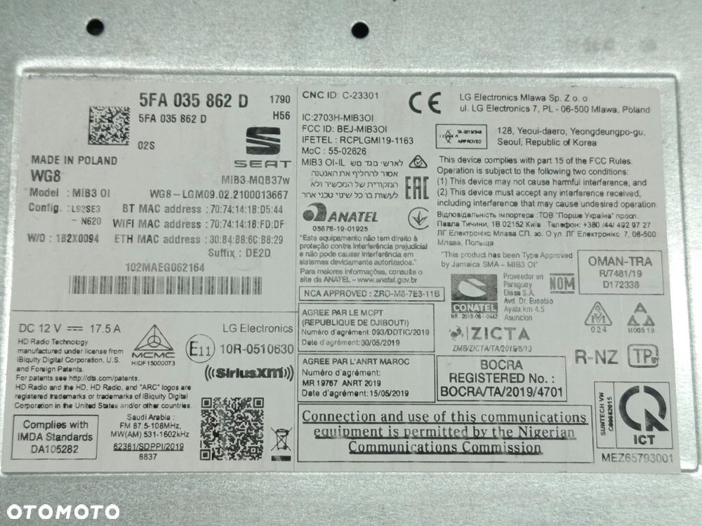 Stacja multimedialna CZYTNIK MIB3 MMI Seat Leon IV Formentor 5FA035862D - 7