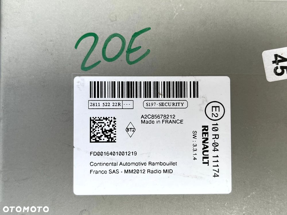 RENAULT ZOE RADIO RADIOODTWARZACZ TUNER NAWIGACJA 281152222R - 2