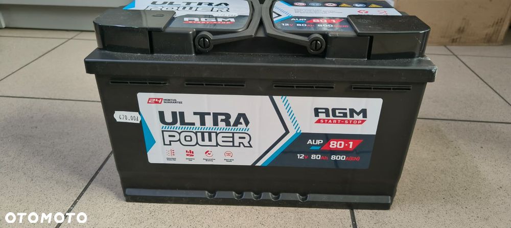 AKUMULATOR ULTRA POWER 12V 80Ah 800A AGM START STOP AUP-80-1 NOWY - 2