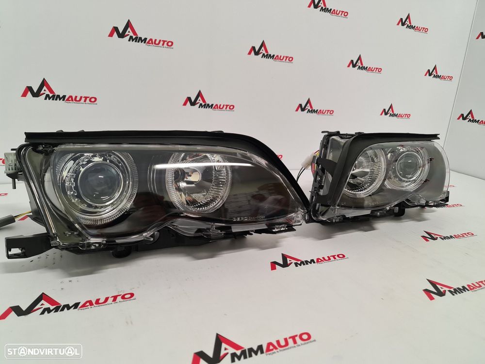 Faróis Angel Eyes BMW E46 Facelift Fundo Preto - 2
