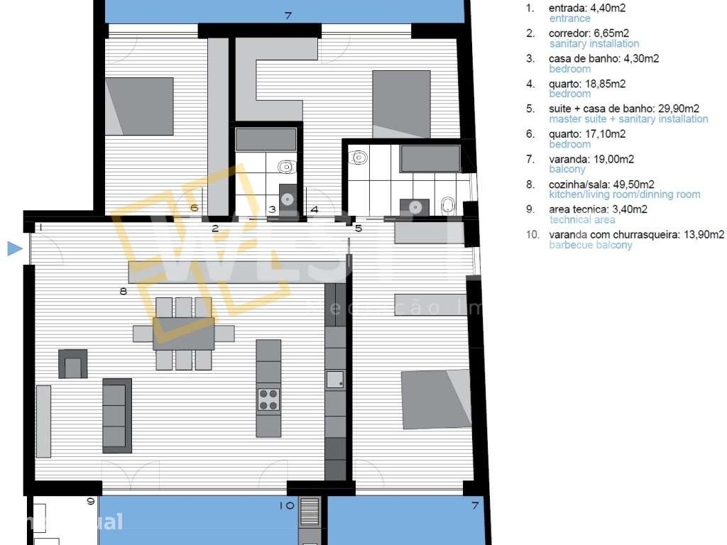 Apartamento T3 com 3 grandes varandas e vista MAR - NOVO - Grande imagem: 2/30