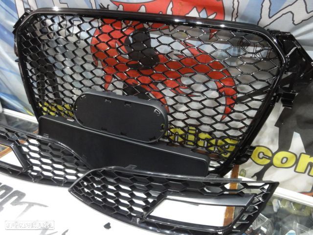 Grelha frontal + grelhas faróis nevoeiro Audi A4 B8 11-15 RS LOOK preto brilhante +suporte símbolo - 7