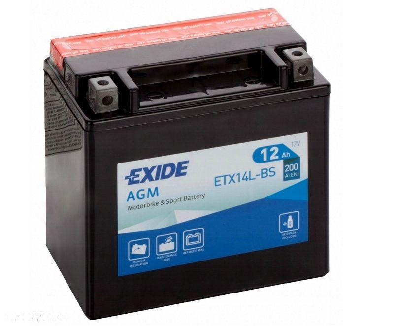 Akumulator Exide Moto AGM 12V 12Ah ETX14L-BS P - 1