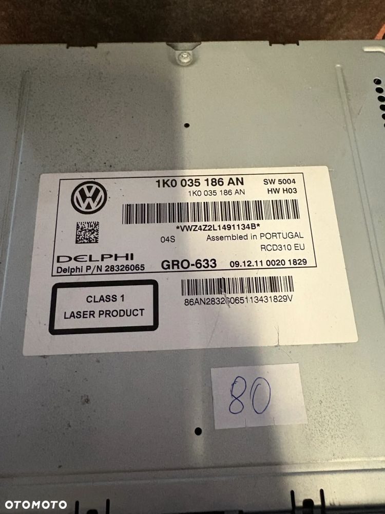 RADIO CD VW PASSAT B7 GOLF VI TOURAN 1K0035186AN 1K0035186AA - 3