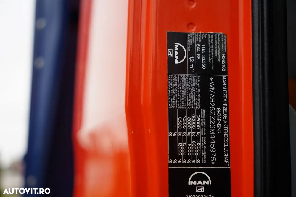 MAN TGA 33.350 / 6x4 / BASCUNĂ / BASCUNĂ HIDRODOXICĂ / MEILLER KIPPER / BORDMATIC / MANUALĂ / IMPORTATĂ - 39