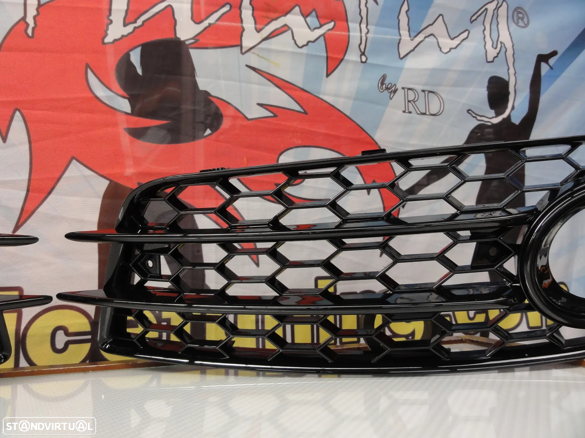 Grelhas faróis nevoeiro Audi A4 B8 08-11 RS LOOK preto brilhante (para-choques sline e S4) - 7