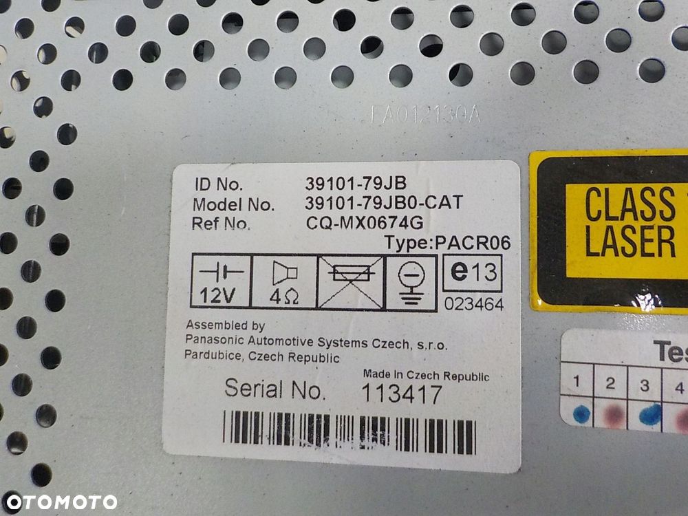 SUZUKI SX4 RADIO FABRYCZNE 39101-79JB0-CAT - 2