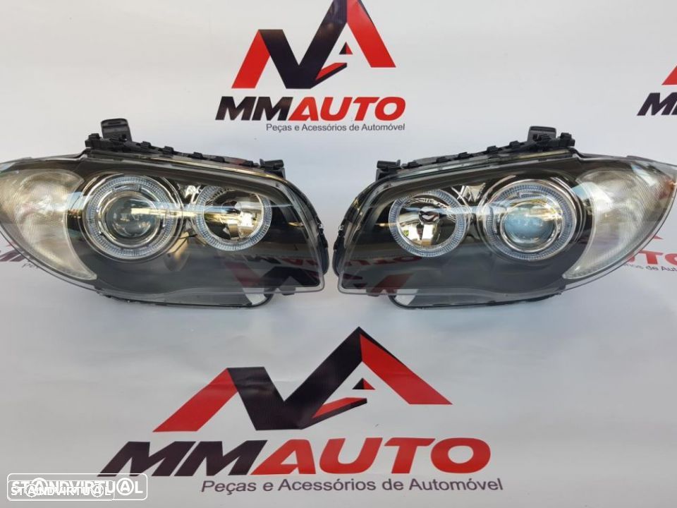 Faróis Angel Eyes BMW Série 1 Fundo Preto - 1