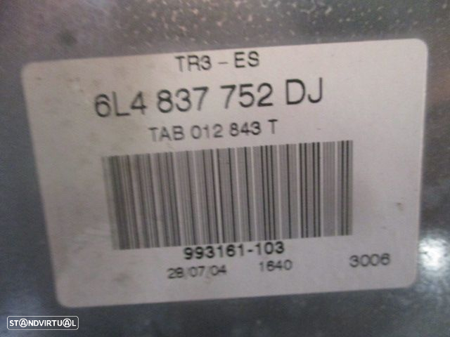 Elevador Sem Motor 6L4837752DJ SEAT CORDOBA 2004 FD SEAT IBIZA 3 (6L) PHASE 1 2005 1.4I 75CV 5P CINZA FD - 3