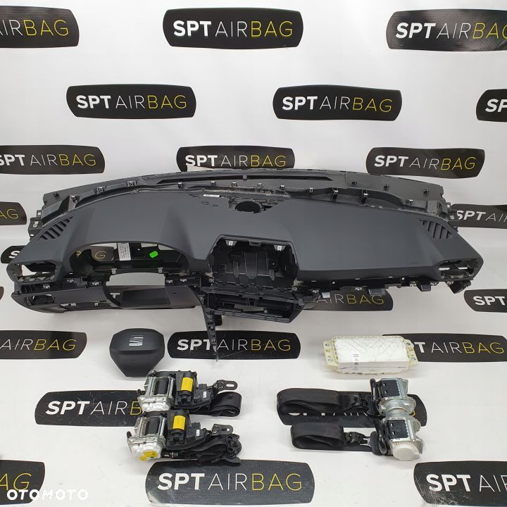 SEAT LEON 4 IV DESKA ROZDZIELCZA KONSOLA KOKPIT PULPIT PODUSZKI AIRBAG AIR BAG PASY KIT SET - 1