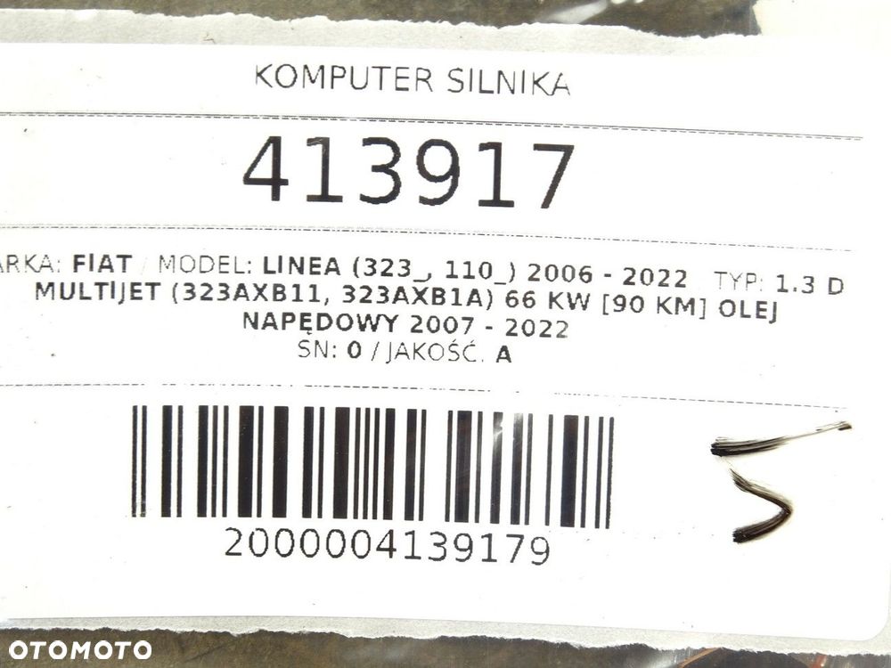 KOMPUTER SILNIKA  FIAT LINEA (323_, 110_) 2006 - 2022 1.3 D Multijet (323AXB11, 323AXB1A) 66 kW [90 - 4