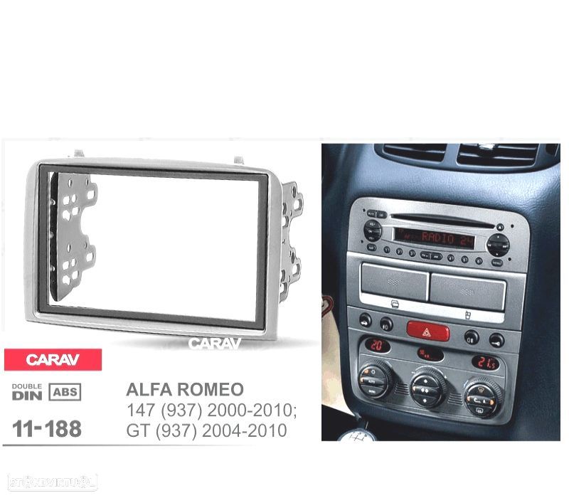 MOLDURA ADAPTADOR CINZA PARA RADIO 2-DIN ALFA ROMEO 147 Y GT - 3