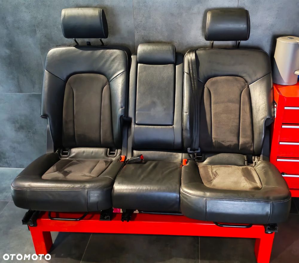 FOTELE KANAPA SIEDZISKO BIURO GARAŻ AUDI Q7 S-LINE CZARNA SKORA ALCANTARA - 1