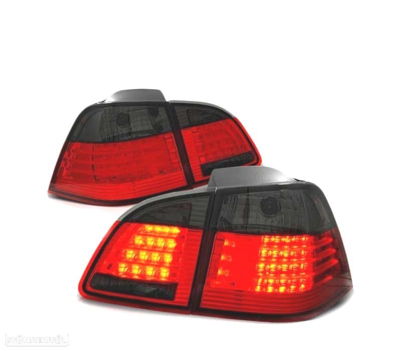 FAROLINS TRASEIROS LED BMW E61 TOURING 04-07 RED SMOKE VERMELHO FUMADO ESCURECIDO - 1