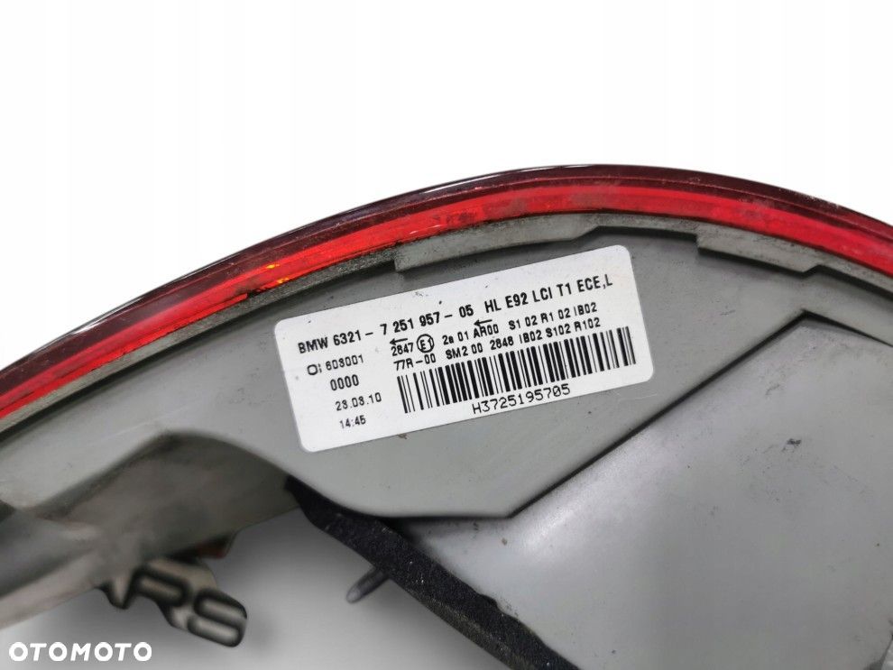 BMW 3 E92 LIFT LCI LEWA TYLNA LAMPA ORYGINAŁ 6321-7251957-05 - 7
