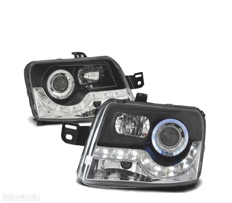 FARÓIS LED PARA FIAT PANDA 03-09 BLACK PRETO - 2