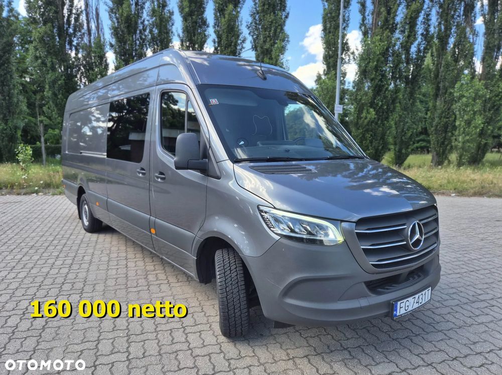 Mercedes-Benz Sprinter 319 CDI 190 KM 9G-Tronic, Automat, Model 907, Salon polska, Furgon Blaszak, Ekstra Długi  4800 mm L4H2, Wzmocnione zawieszenie, Zbiornik 230l alu (z atestem), Webasto, Kabina sypialniana, Po przeglądzie B+ jeszcze jeden w cenie, Dostępny od Października, FV - 1