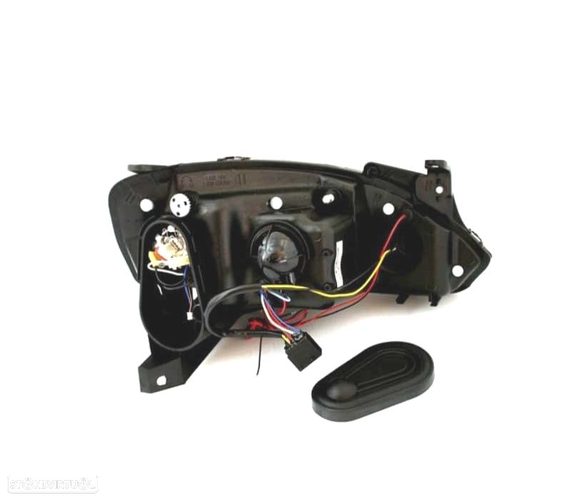 FARÓIS FRONTAIS ANGEL EYES PARA OPEL CORSA C 00-06 FUNDO PRETO H1-H1 - 2