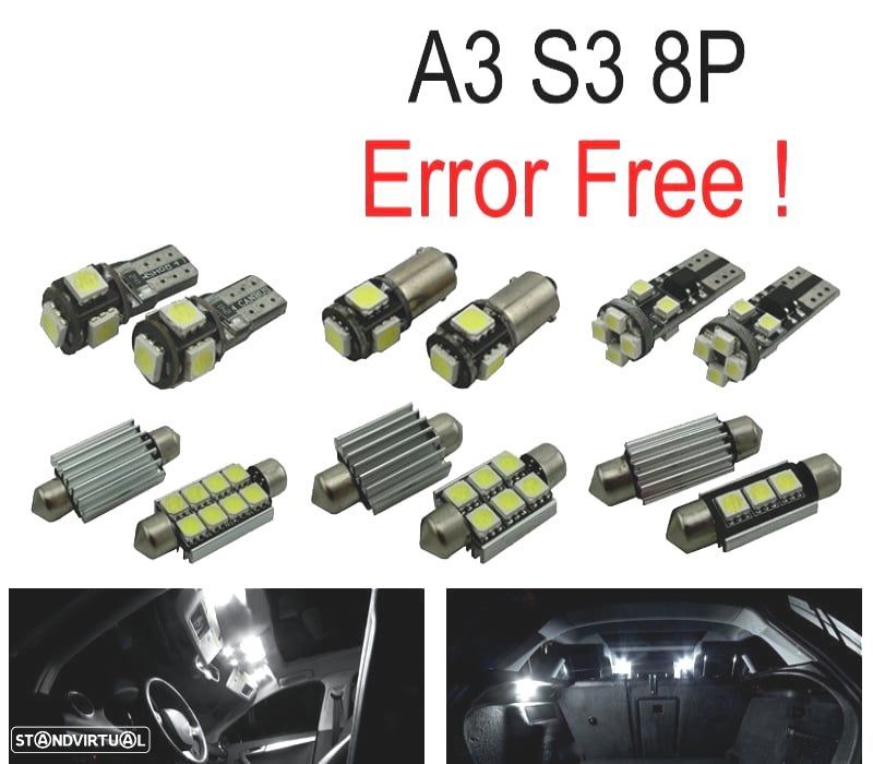 KIT COMPLETO 12 LAMPADAS LED INTERIOR PARA AUDI A3 S3 8 P 06-13 - 1