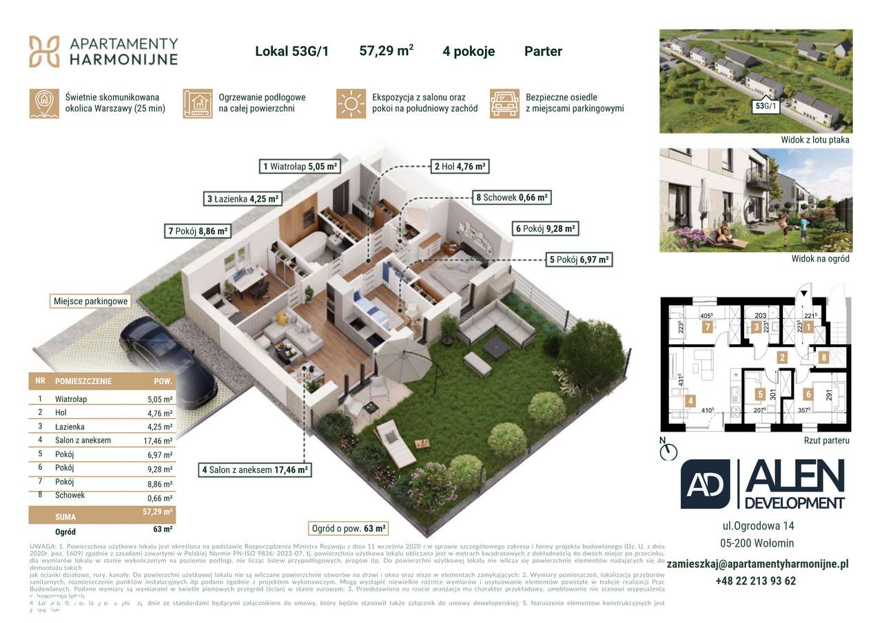 4 pokojowe mieszkanie z balkonem i ogródkiem | duży salon 17,46 m²