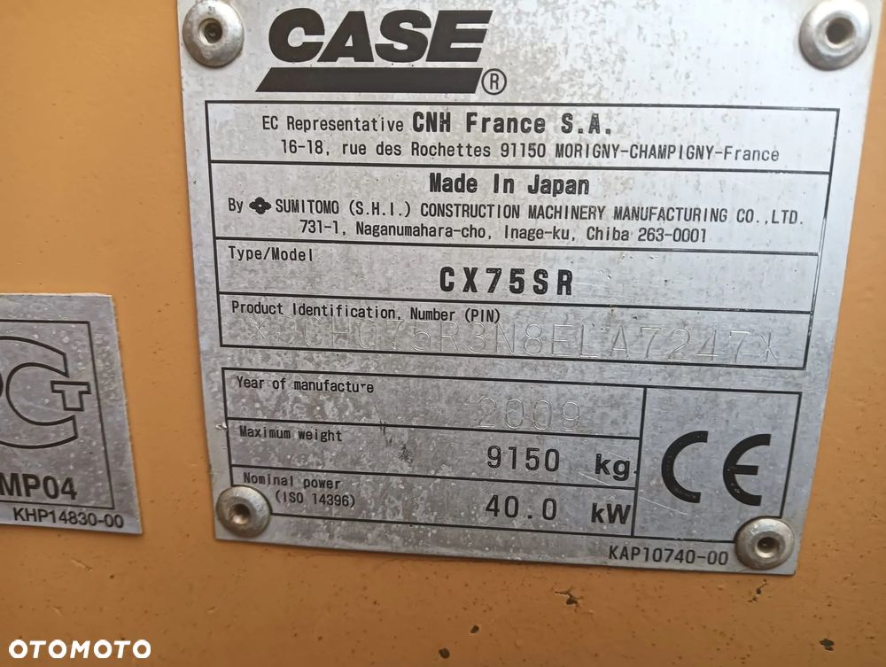 Case CX75 SR | 2009 r | 5 500 mtg | 9 ton | koparka gąsienicowa koparka obrotowa - 9