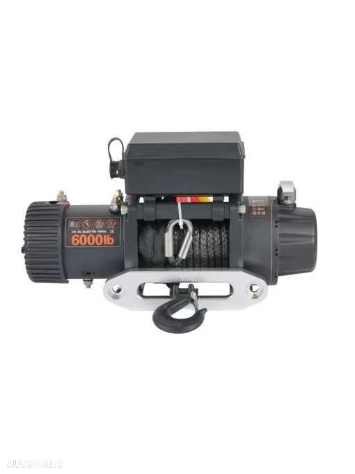 Troliu electric auto EMD Winch 6000lbs (2722kg), 12V, cablu sintetic, 15m, raport 173:1 - 2