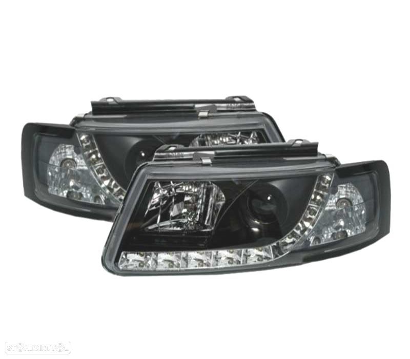FARÓIS FERNTE LUZ DIURNA LED VOLKSWAGEN VW PASSAT 3B,96-00FUNDO PRETO - 2