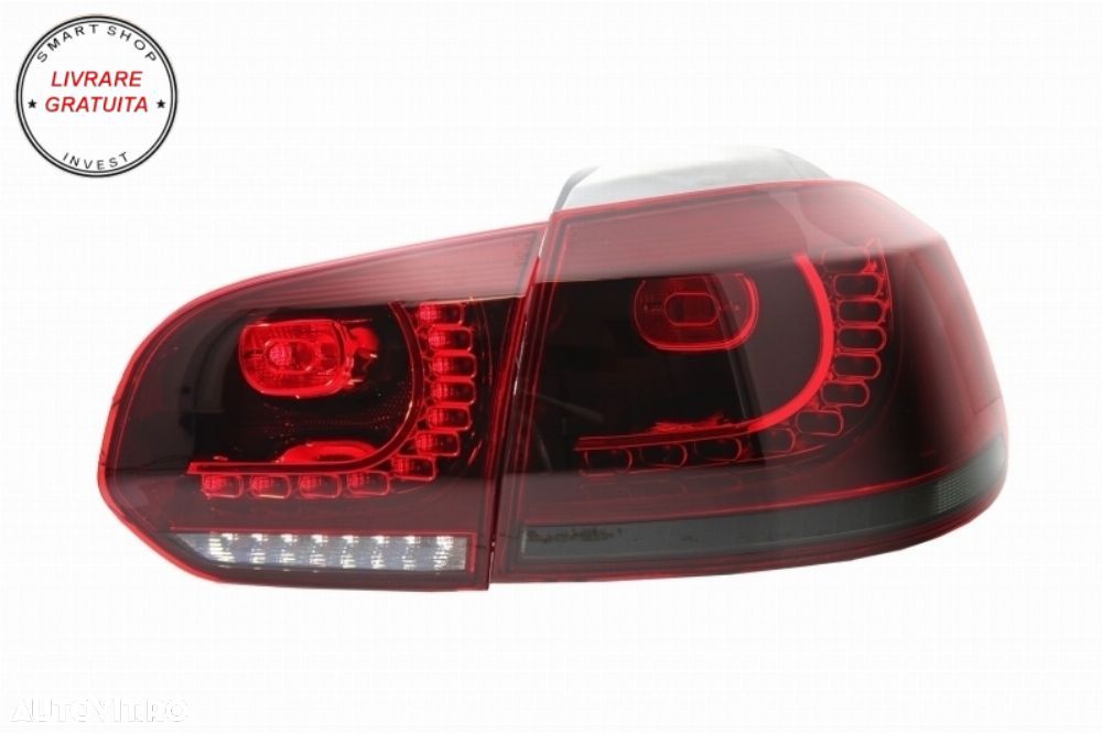 Bara Spate si Stopuri Full LED Rosu Fumuriu VW Golf 6 VI (2008-2013) R20 Look- livrare gratuita - 11