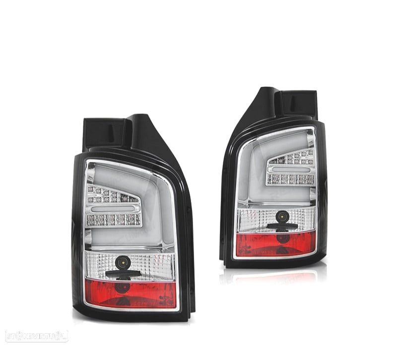 FAROLINS TRASEIROS VOLKSWAGEN VW T5 1P 03-09 LIGHT BAR FUNDO CROMADO - 1