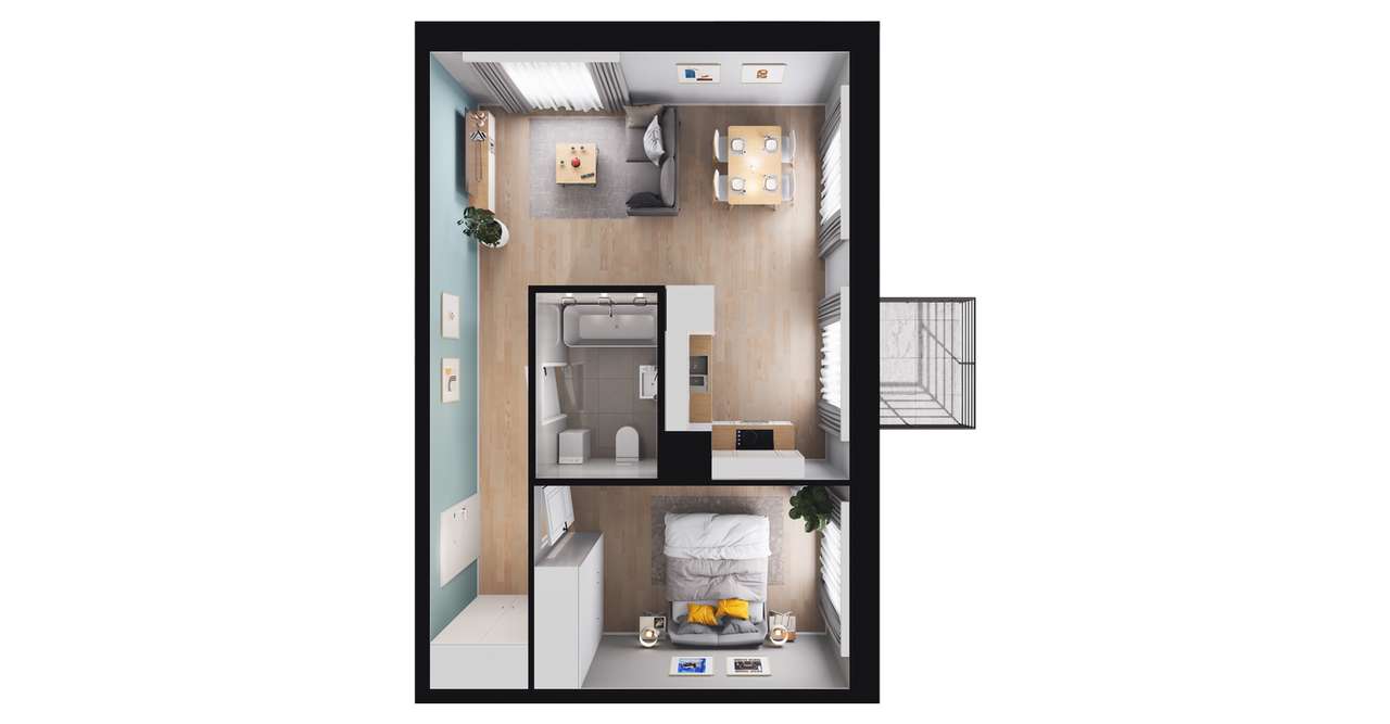 2-pokojowe mieszkanie 43m2 + balkon Bezpośrednio - Pełny obrazek: 2/11