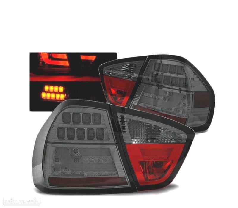 FAROLINS TRASEIROS LED BMW E90 05-08 SMOKED FUMADO ESCURECIDO - 1