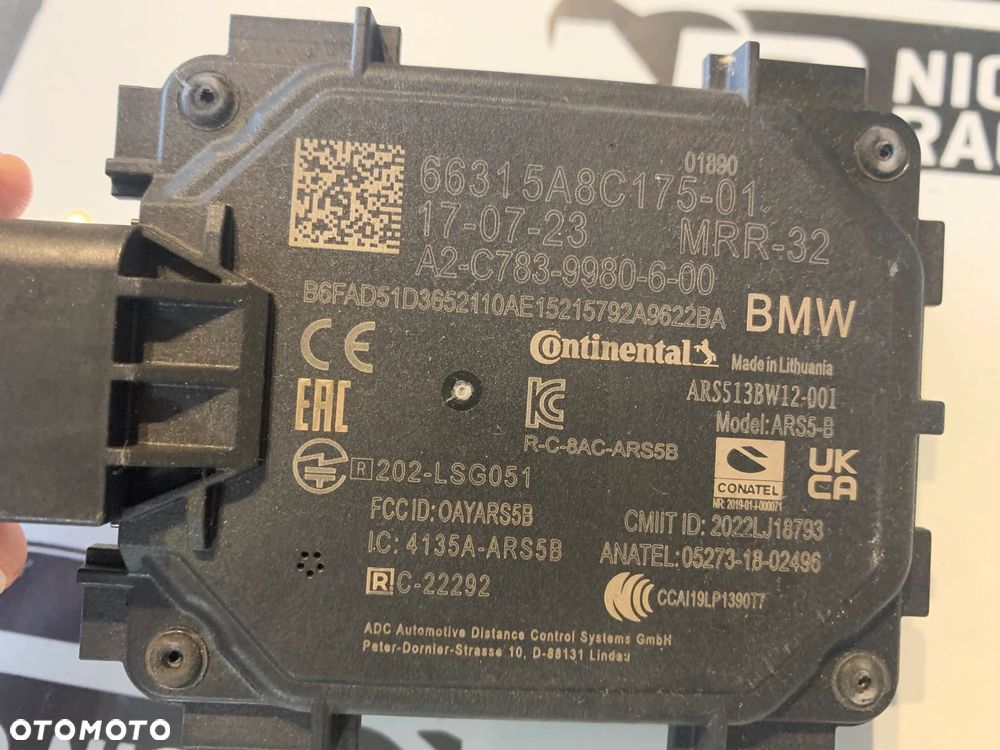 CZUJNIK RADAR SENSOR PRZÓD BMW U06 U10 U11 G60 G61 G70 I20 MINI U25 5A8C175 - 4