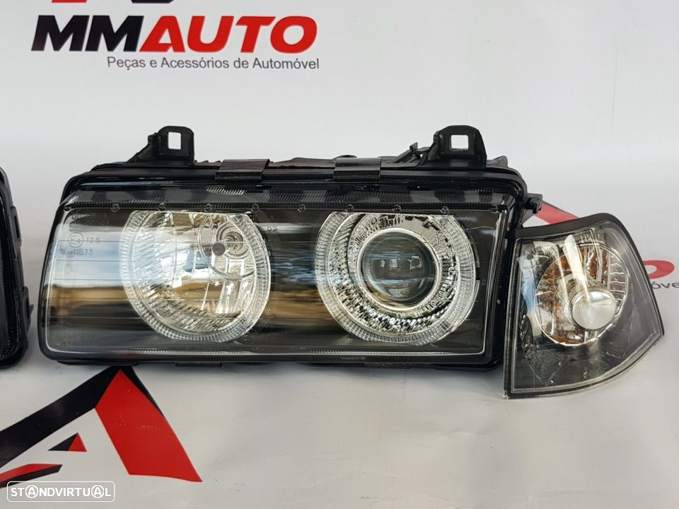 Faróis Angel Eyes BMW E36 Fundo Preto - 4
