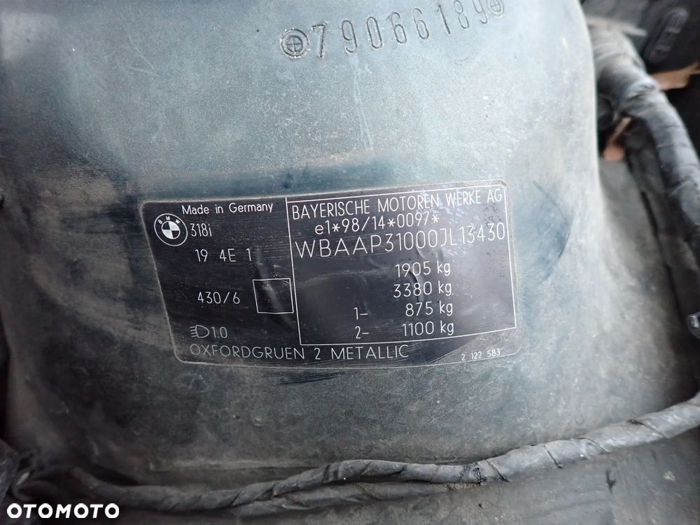 CZĘŚCI - Bmw E46 318i 1,9 B 8V 118KM M43B19 KOMBI LAKIER 430/6 2001r. INDEX - 9138 - 6