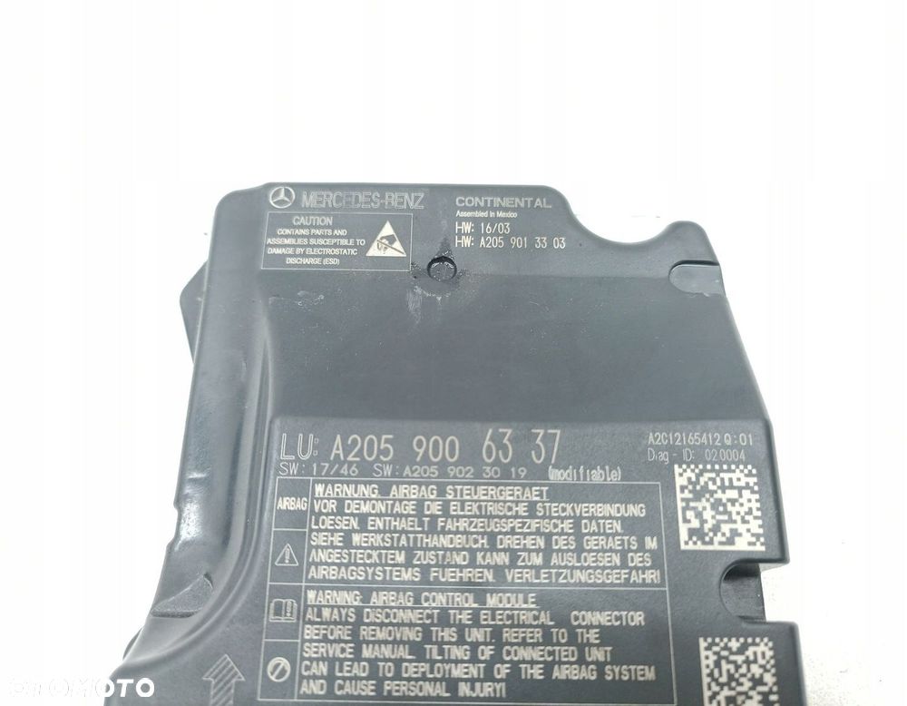MODUŁ AIRBAG MERCEDES C220D W205 2.0 CDI A2059006337 - 2