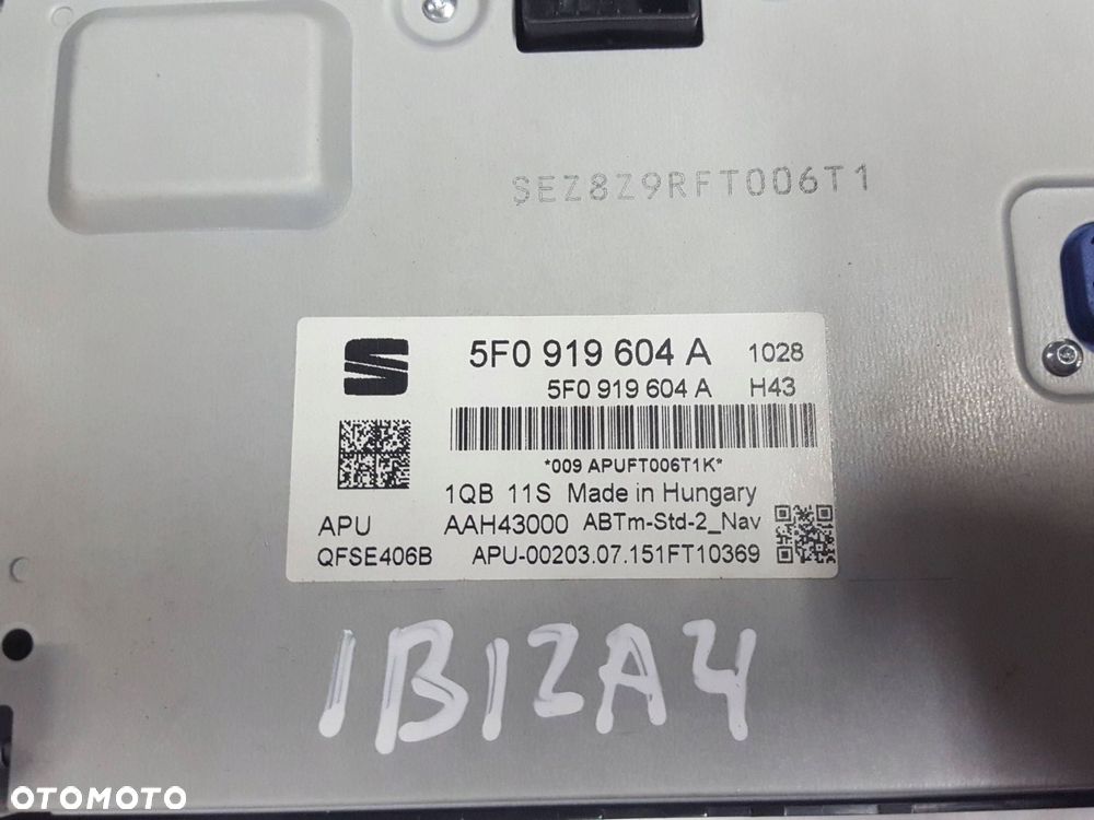 SEAT IBIZA 4 IV LIFT 12-17r EKRAN WYŚWIETLACZ RADIA NAWIGACJI 5F0919604A - 5