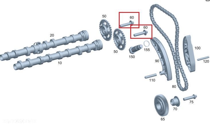 MERCEDES OM651 Sruba walka rozrzadu M11x1.5x52LH ORYGINAL - 2