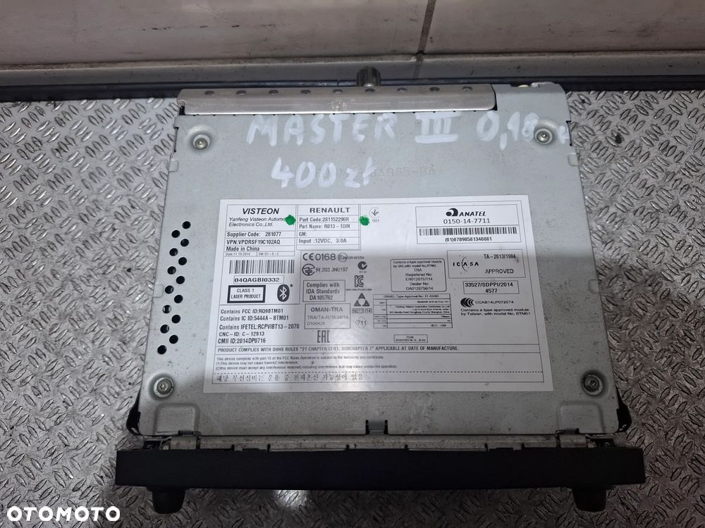 Radio Renault Master III 2018 rok nr 281152296R - 2