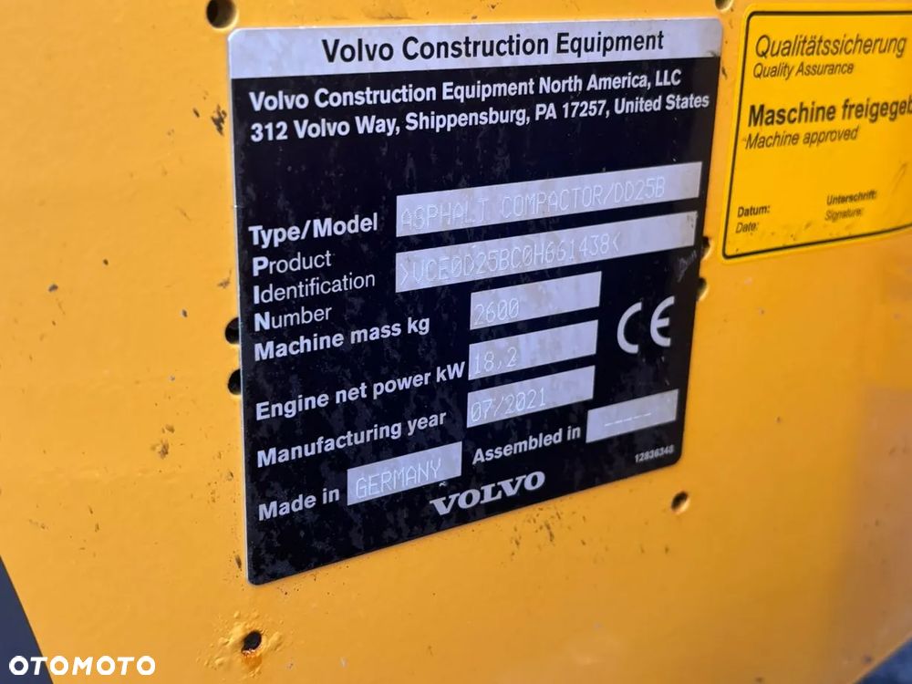 Volvo DD25B 2021 197 mth walec tandemowy wibracja zraszanie Volvo Hamm Bomag - 13