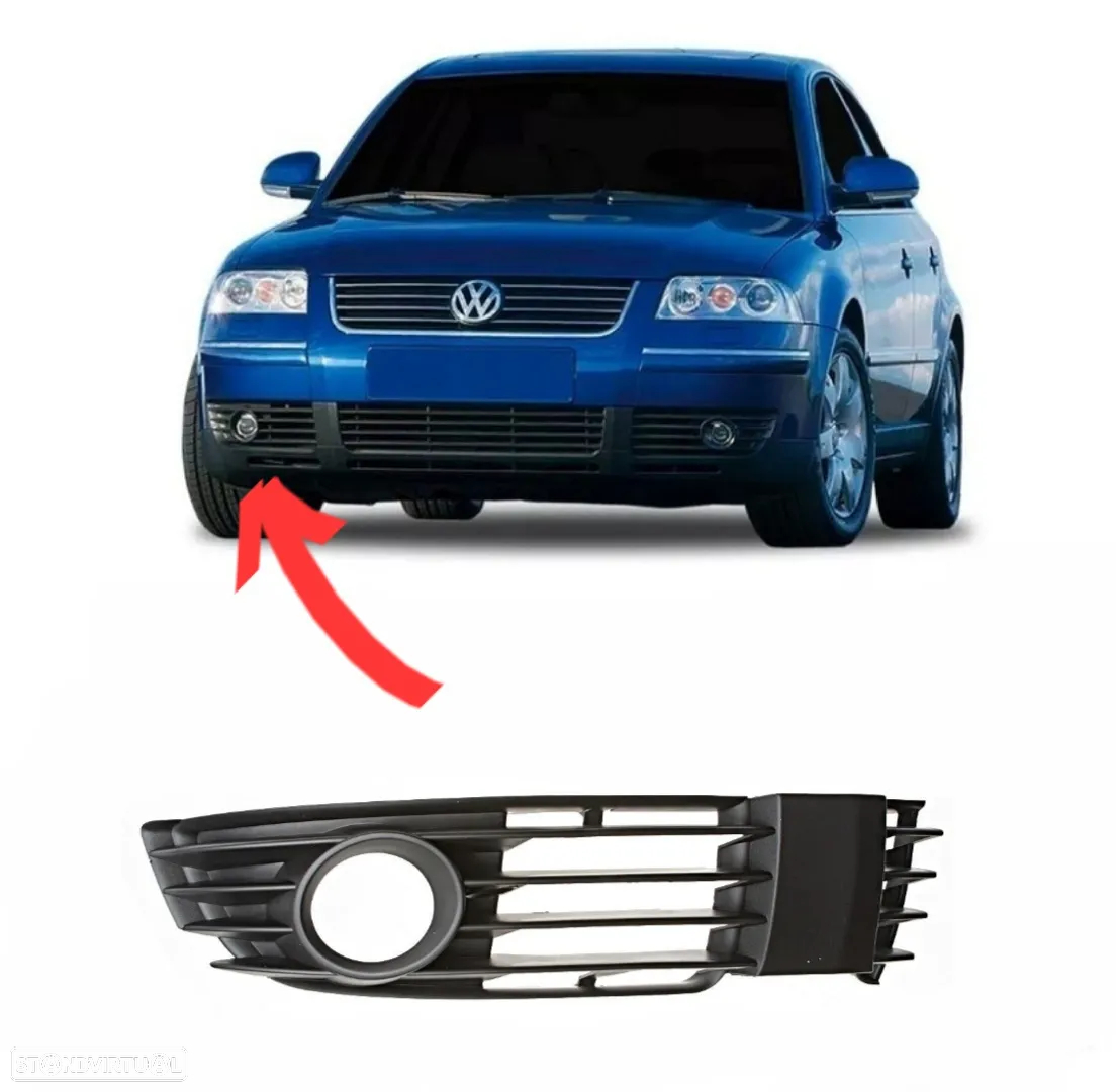 Grelha Direita Para-choques c/ Farois Nevoeiro - Volkswagen Passat 3BG B5.5 - 2