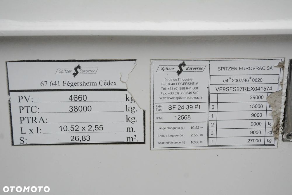 Spitzer SF 39 PI / 2014r / Cementonaczepa / 39000l / 4,660t / Osie SAF / Super stan - 14